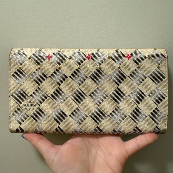 *Authentic* Louis Vuitton Damier Azur Studded Sarah Wallet - Picture 2 of 12